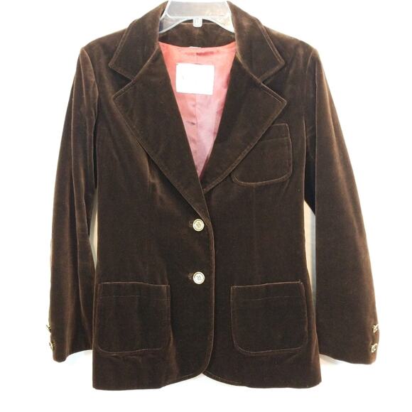 Vintage 80s Surrey Classics cocoa velvet blazer - Picture 1 of 8